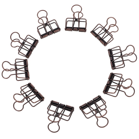 FENGGUIQU 10Pcs Compact Light Brown Alloy Binder Clips for Office Paper and Document Management