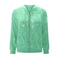 thumbnail image 4 of Lace Jackets for Women Hollow Out Full Zipper Long Sleeve Bomber Coats Ladies Trendy Solid Breathable Outerwear Jacket Fall, 4 of 7