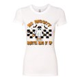 thumbnail image 2 of Wild Bobby No Diggity Boutta Bag it Up Ghost Bats Stars Pumpkin Halloween Orange and Black Halloween Women Slim Fit Junior Tee, White, Small, 2 of 6