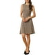 thumbnail image 1 of INSPIRE CHIC Vestido sin mangas de corte ajustado y acampanado de cuadros de Houndstooth por encima de la rodilla XL Marrón Albaricoque, 1 of 6