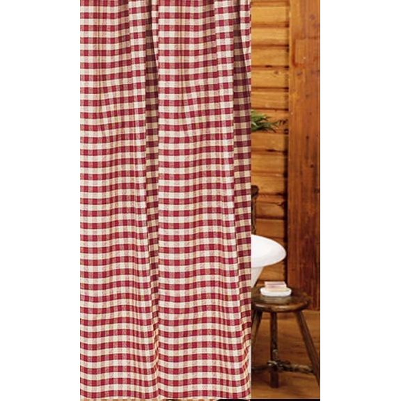 Heritage House Check Barn Red and Nutmeg 72" x 72" Shower Curtain by Raghu