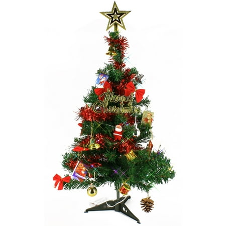 Wideskall® Tabletop Christmas Pine Tree 2 Feet Artificial Green with 30 LED Multi-Color