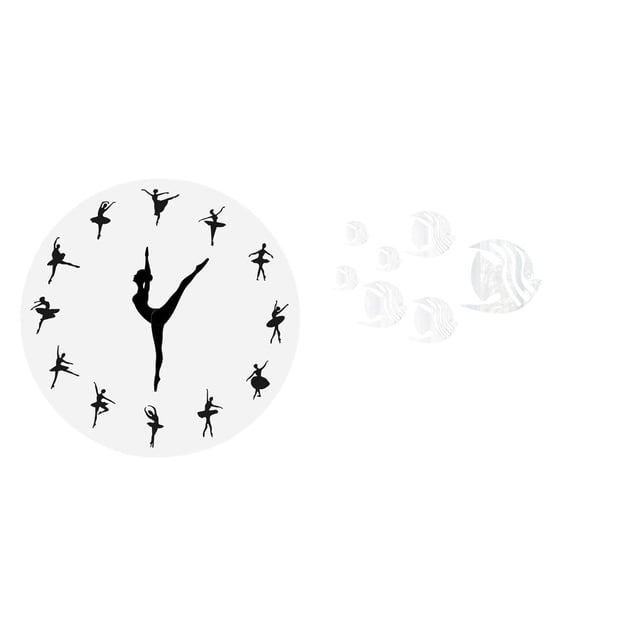 Reloj de pared,Reloj de pared con bailarina,reloj decorativo colgante.,Relojes de pared silenciosos Reloj decorativo de tiempo silencioso,Adhesivo de pared,Calcomanías de pared de peces para