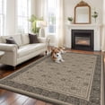 thumbnail image 2 of Large Area Rugs for Living Room Bedroom, Beige Boho 6'x9' Rug Washable Carpet Runner Indoor Outdoor, Vintage Floral Abstract Art Ethic Tribe Non Slip Floor Mats Rug for Kitchen, Playroom, 2 of 8