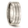 thumbnail image 4 of White Stainless Steel Ring Band Wedding Comfort Grooved 8mm Satin and Polished, 4 of 6