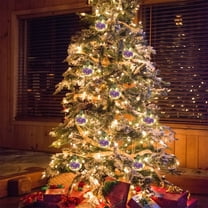 Christmas Round Light Bulb Ornament, Transparent LED Hanging Decoration with Warm Lights and Yellow Floral Design for Christmas Tree Holiday Wedding Home Party Decor 2025 Trend Collection