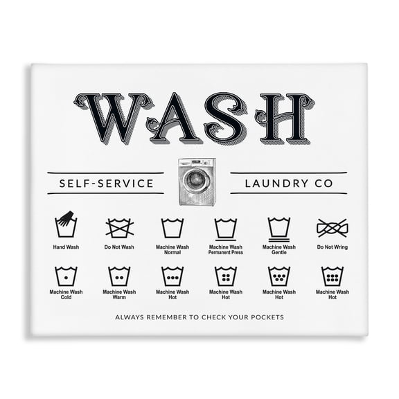 Stupell Industries Wash Cycles Instructions Canvas Wall Art design by Lettered and Lined, 16 x 20
