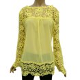 thumbnail image 1 of Nueva moda mujeres blusa de Gasa encaje ganchillo bordado manga puro Tee Tops camisa blanca/azu Abanopi Tops, 1 of 6