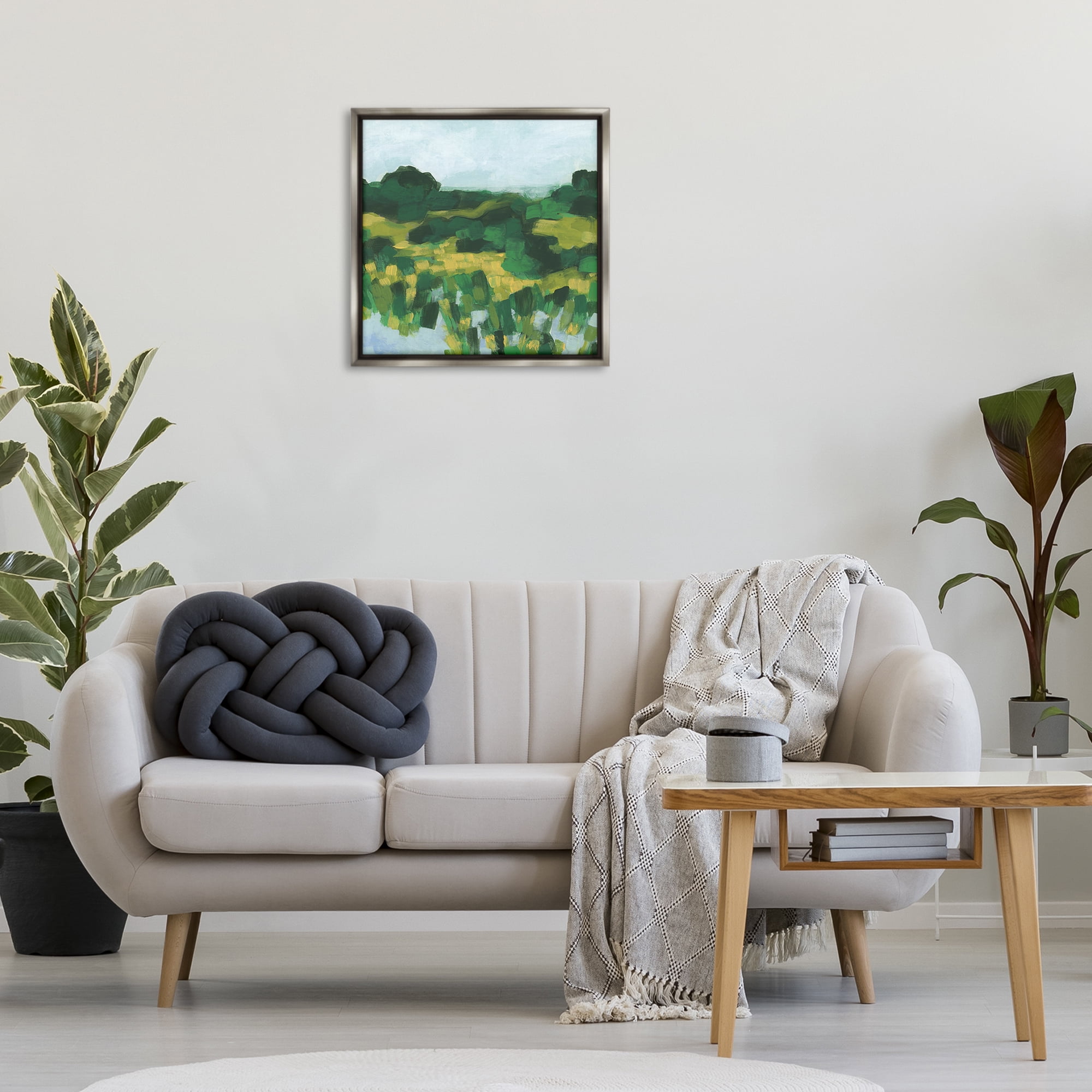 Stupell Industries Abstract Lush Greenery Landscape & Nature Painting Gray Floater Framed Canvas Art Print Wall Art, 25 x 25