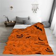 thumbnail image 5 of 1pc & Spooky Black & Orange Flannel Blanket - Soft Warm All-Season Bat,, Mummy, Frankenstein & Candy Corn Design, Halloween Quilt Cover, Gothic Blanket, Wicked Comforter, Goth Blanket, Gothic Comfort, 5 of 10