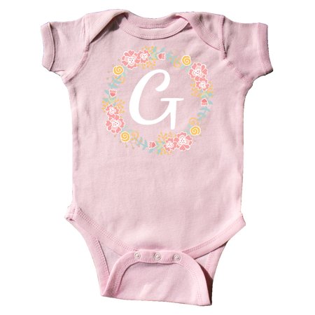 

Inktastic G Monogram Alphabet Letter Rose Floral Wreath Gift Baby Girl Bodysuit