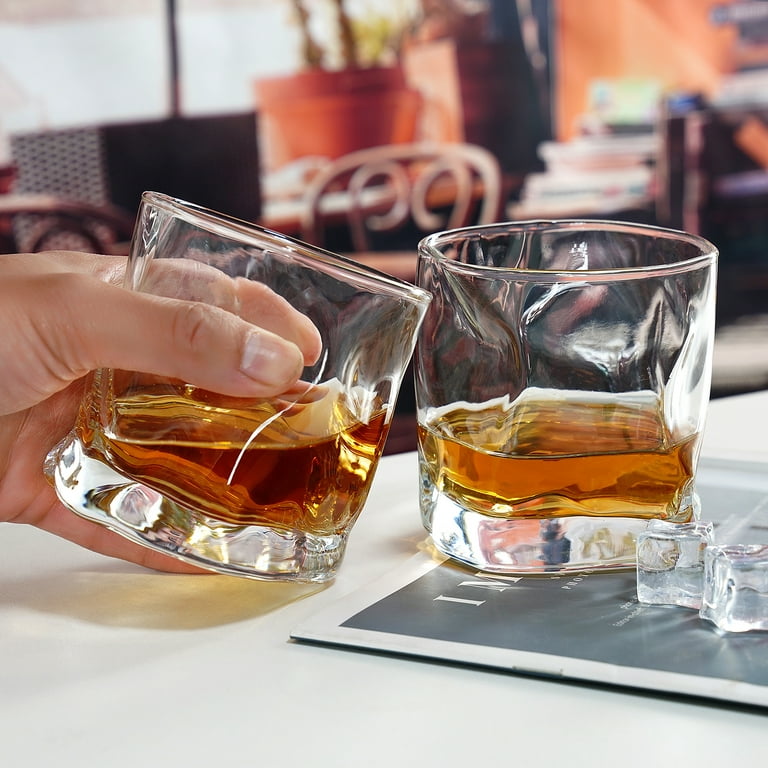 La Rochelle Clovelly Lowball Whiskey Glasses, 8 Pc. Set, 10.6 Ounce Short Drinking Glassware for Liquor, Bourbon, Rye, or Beer, Elegant Drinkware for