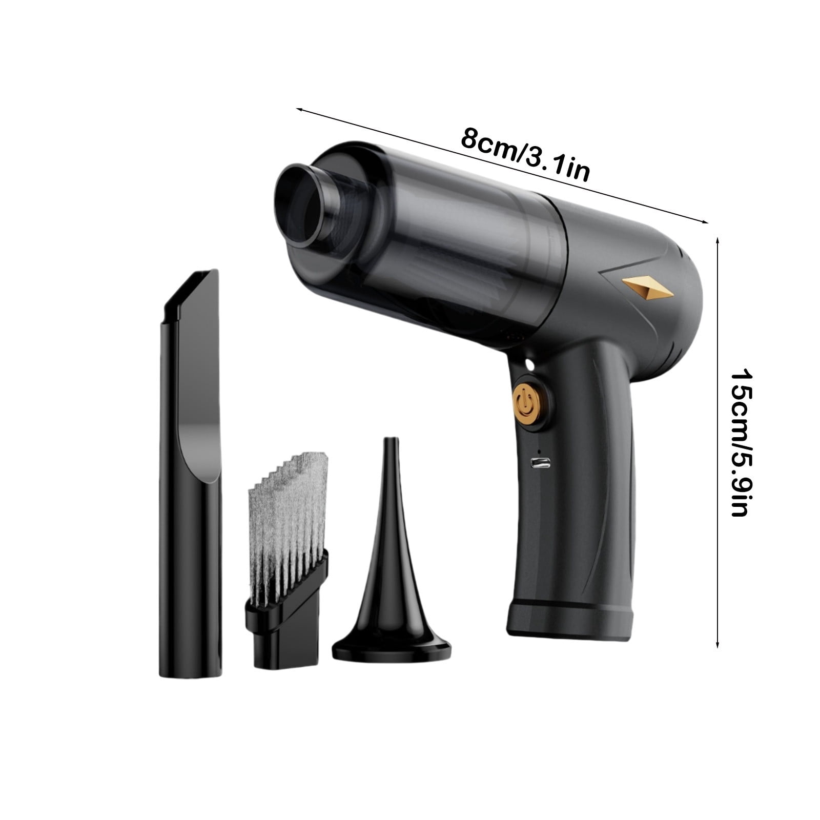Wireless Handheld Car Vacuum Cleaner Strong Suction 3-in-1 Multifunctional for Car Room Outdoor Cleaning, 5.91x3.15 inches