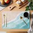 thumbnail image 2 of Teal Blue Waves Coastal Placemats Set of 4 Summer Beach Ocean Seaside Place Mats Indoor Wipeable Table Mats Washable Cloth Dining Table Placemats for Kitchen Holiday Party Home Decor 13x19 Inch, 2 of 9