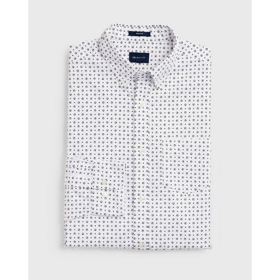 GANT White Regular Fit Micro Sport Print Button Down Shirt Size M
