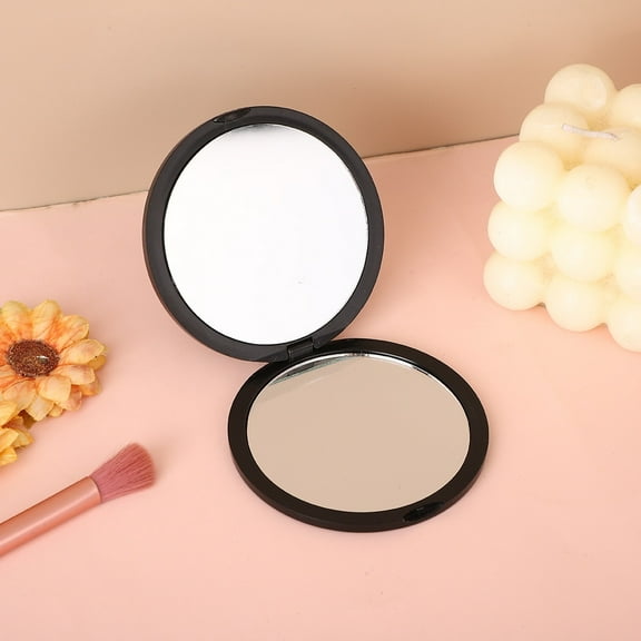 Portable small mirror handheld mirror makeup mirror flip folding mirror makeup mirror double-sided mirror plastic round desktop mirror