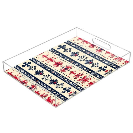

Acrylic Tray 15.7*11.8*1.9 Inch Transparent Tray Food Tray Tea Cup Tray Serving Trays Cosmetics Storage Kitchen Table Bathroom Sundry Storage Finnish Pattern