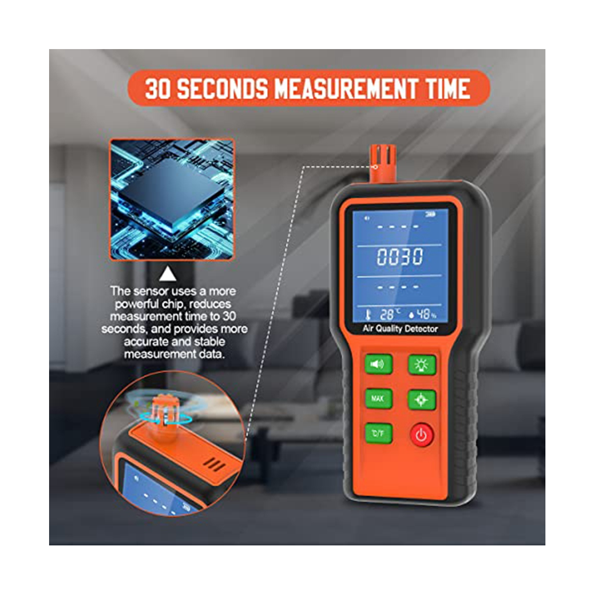 Air Quality Monitor Indoor 5In1 Air Quality Tester, Air Quality Meter