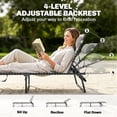 thumbnail image 4 of Folding Chaise Lounge Pool Chair with 4-Position Reclining Back, Pillow, Breathable Mesh & Bungee Seat, Cream White, 4 of 10