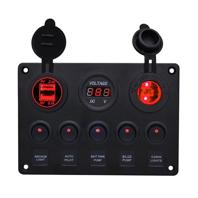 sweethay Panel de interruptores, botón de interruptores, botones de controlador USB dual, paneles reguladores, voltímetro para automóviles, accesorios Vehículos, repuestos y accesorios Mis Rojo sweethay VI019523-03