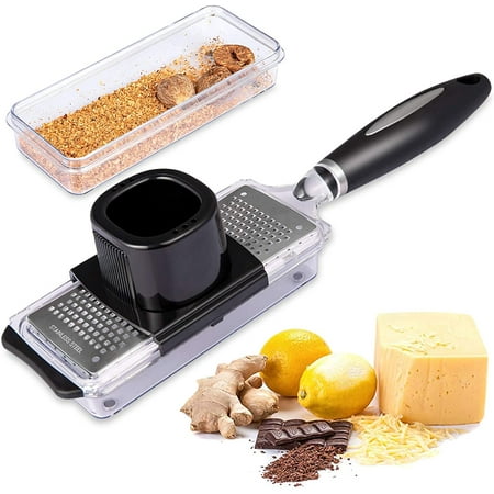 

Ginger Grater Tool Cheese Grater with Handle Lemon with Premium Stainless Steel Mini Grater with Container Nutmeg Grinder Kitchen Tools for Mini Garlic Chocolate Vegetables Fruits