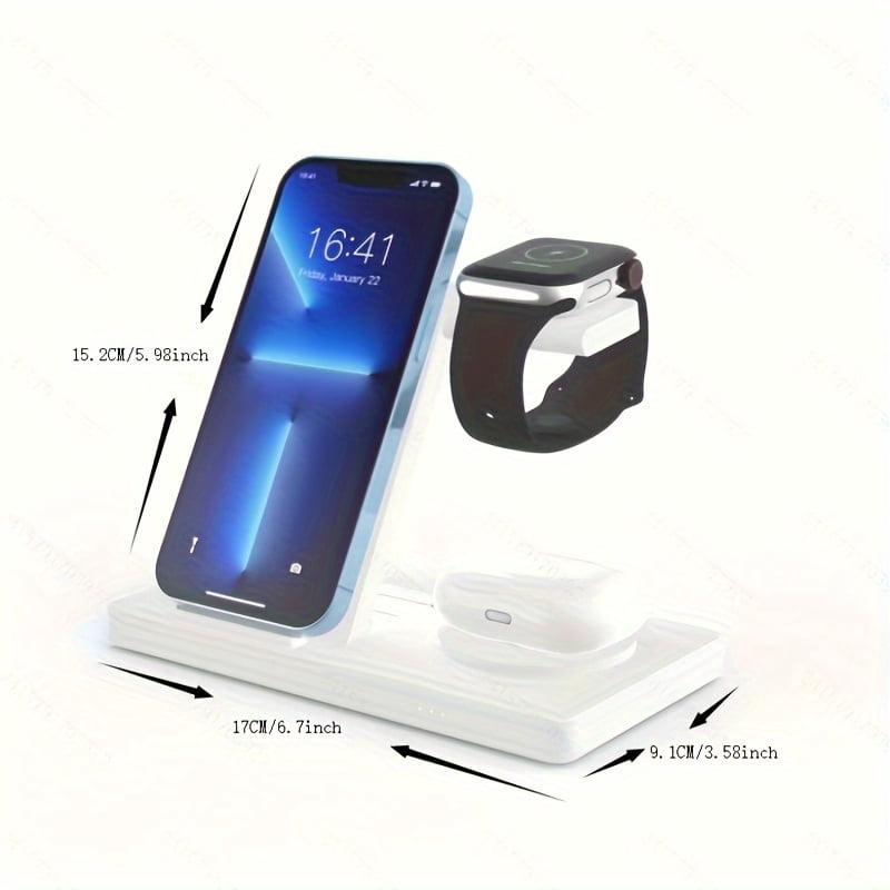 General-5 In 1 Fast Charging Dock Station - Foldable Wireless Charger Pad with Magnetic Base - for iPhone 15 14 13 12, for iWatch 9 8 7 6/for Samsung for galaxy Watch 5 Pro/4/3/Active 2 1 for airpods