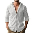 thumbnail image 3 of Jinhomg Hoodie Men Plaid Shirt Long Sleeve Button Down Drawstring Shirts Plus Size Lightweight Casual Fishing Tops White,XL, 3 of 7