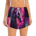 thumbnail image 2 of Pofeuu Watercolor Painting White Horse Print Women's Athletic Shorts Running Workout Shorts Tummy Control Quick Dry Gym Shorts with Pockets Double layer sports shorts-Medium, 2 of 7