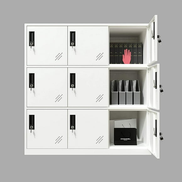 MECOLOR Metal Office and Home Storage Cabinet Locker with 9 Doors Thin Edge Beautiful Appearance