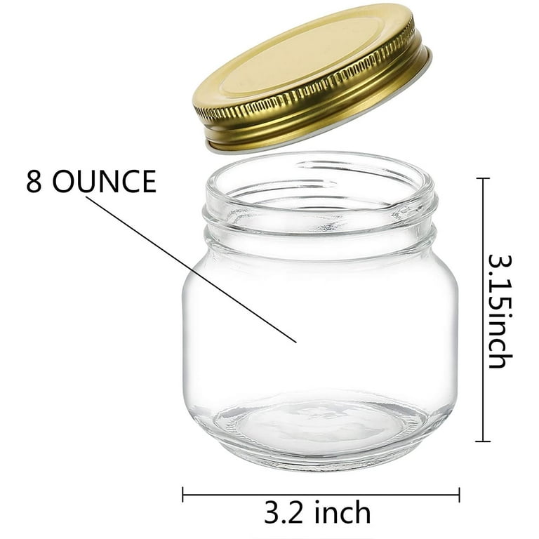 Encheng 4 oz Clear Glass Jars With Lids(Golden),Small Spice Jars For  Herb,Jelly,Jams