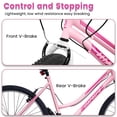 thumbnail image 5 of 24 Inch Mountain Bike for Girls Women, 21 Speed Mountain Bicycle with V-Brake and Carbon Steel Frame, Female Commuting City Bike to School Work, Pink, 5 of 12