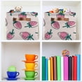 thumbnail image 6 of Large Foldable Storage Bin Pink Strawberry Fabric Storage Baskets Collapsible Decorative Baskets Organizing Basket Bin with PU Handles for Shelves Home Closet Living Room-2Pack Decor Gifts, 6 of 7