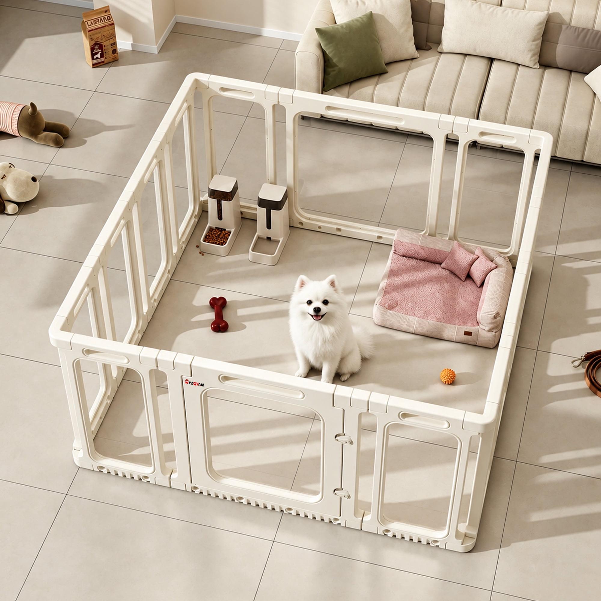 Plastic Foldable Clear Acrylic Puppy Playpen 12+2 Panels Indoor Outdoor Exercise Fence for Small Dogs