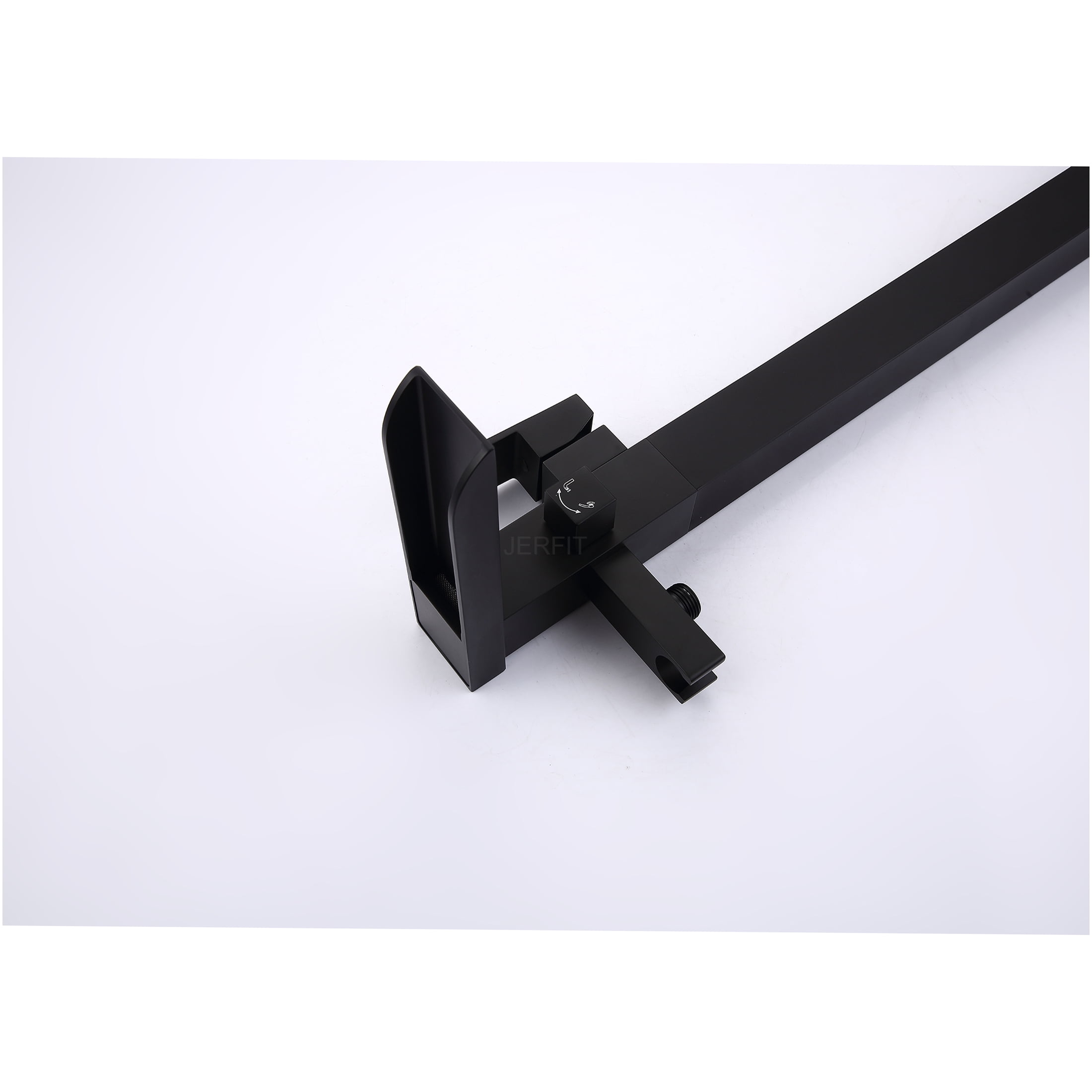 JERFIT Matte Black Freestanding Tub Filler with Hand Shower, Single Handle Floor Mount Waterfall Bathtub Faucet