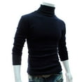 thumbnail image 2 of Autumn Men Solid Color Turtle Neck Long Sleeve Sweater Slim Knitted Pullover Top, 2 of 8