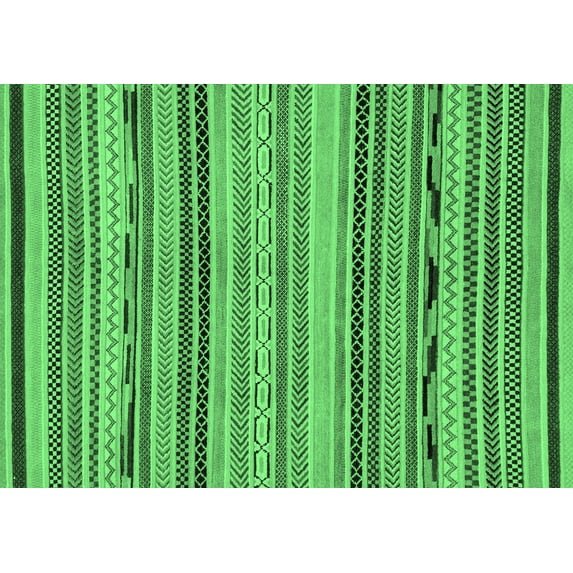 Ahgly Company Indoor Rectangle Abstract Emerald Green Modern Area Rugs, 6' x 9'