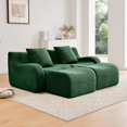 thumbnail image 4 of Boneless Cloud Couch Modular Sectional Sofa, 82.7" U Shaped Couch 2 Seater Comfy Teddy Loveseat Sofa, Deep Seat Sectional Couches for Living Room, Small Couches with Ottoman, No Assembly, Green, 4 of 11