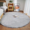 thumbnail image 2 of iLieber Faux Rabbit Soft Fluffy Fur 6ft Gray Area Round Rug,Washable Rugs Bedside Rug Plush Rug Nursery Rug for Living Room Bedroom Teen Room, 2 of 6