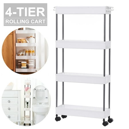 Augienb 4 Tier Utility Rolling Cart On Wheels With Baskets