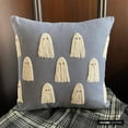 thumbnail image 3 of Spooky Halloween Ghost Throw Pillow covers Gray 24"x24" (60x60 cm) Linen Halloween Decor, Ghost Decor, Embroidery, Ghost Pillows Pillow Case, Ghost Modern Style - Ghostly Haunt, 3 of 10