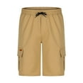 thumbnail image 4 of S-5X Big & Tall Cargo Shorts for Men with Multi-Pockets Plus Size Bermuda Short Drawstring Elastic Waisted Solid Straight Leg Athletic Half Pants, 4 of 6