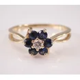 thumbnail image 3 of 2.00Ct Round Cut Simulated Blue Sapphire Flower Women's Wedding Ring 14K Yellow Gold Plated 925 Silver, 3 of 5