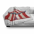 thumbnail image 3 of Circus Soft Flannel Fleece Throw Blanket, Colorful Striped Circus Marquee Tent Stars Carnival Performance Illustration, Cozy Plush for Indoor and Outdoor Use, 50" x 70", Vermilion Blue, by Ambesonne, 3 of 6