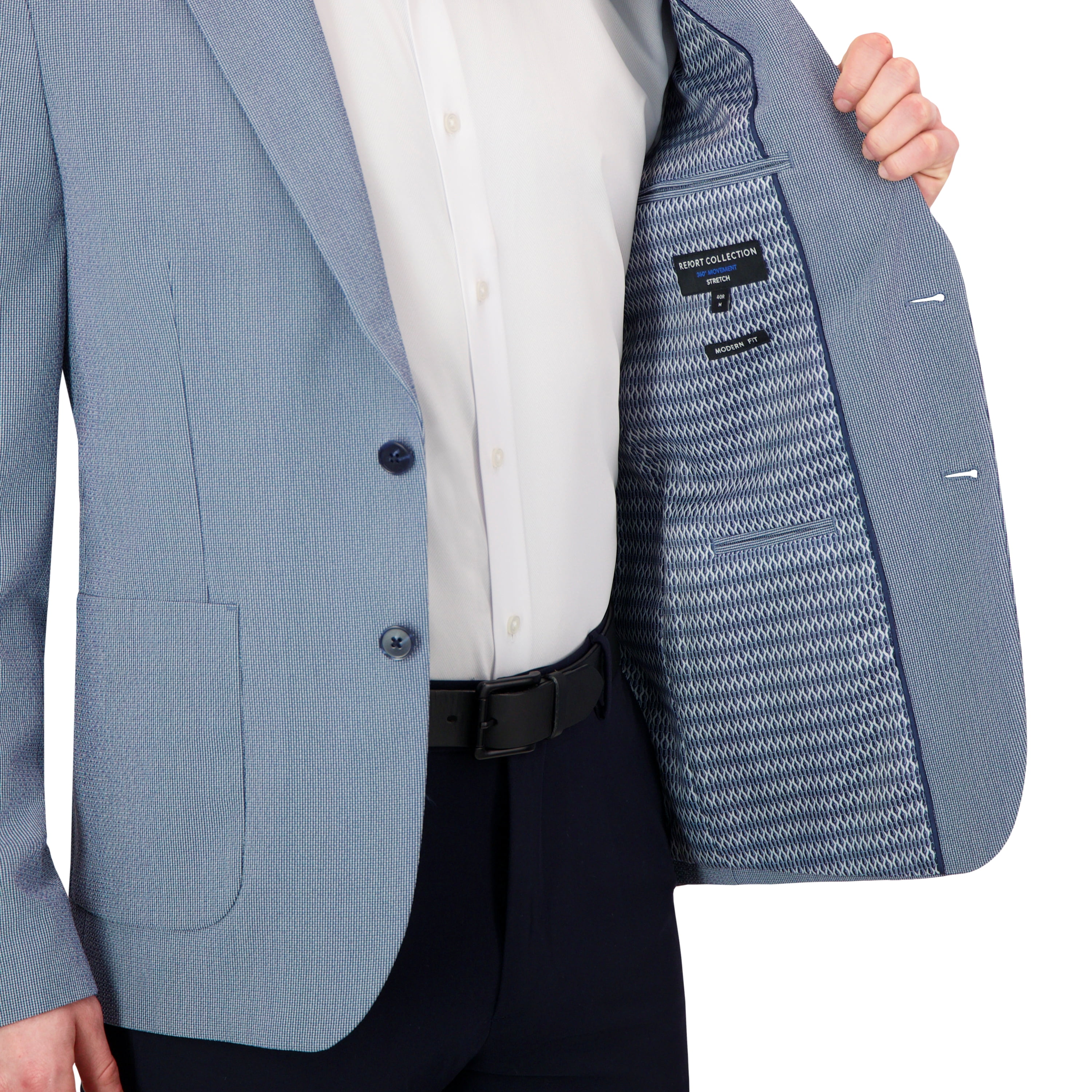 Report Collection Single Breast Full Lined Patch Pocket Seersucker Men's Jacket