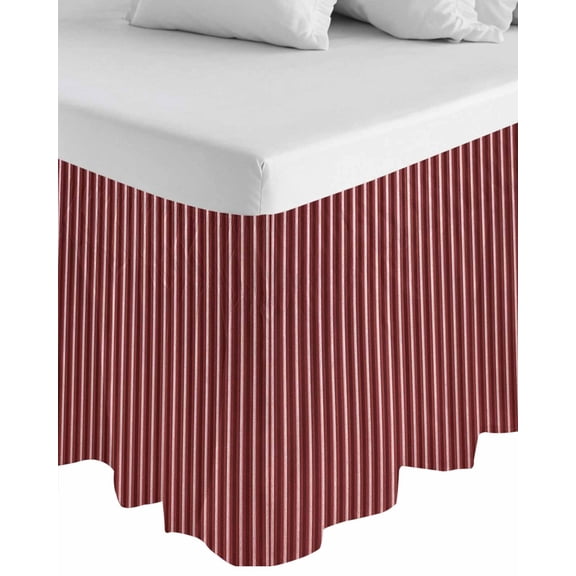 Abstract Red,Wrap Around Bed Skirts for King Bed 18" Drop,Bed Skirt with Adjustable Elastic Belt Dust Ruffle Bed Valance for Bedroom Hotel Luxury Contemporary Minimalist Gradual Lines Bed Frame Cover