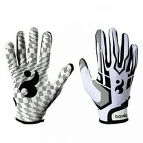 BESTSKY Youth Football Receiver Gloves - Silicone Palm - Youth and Adult Pair - Great for Games & Costumes, White, Medium