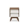 thumbnail image 3 of Baxton Studio Hildon Mid-Century Modern White and Walnut Wood 2-Drawer Storage Nightstand, 3 of 6