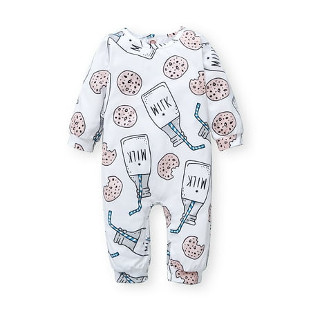 

Baby Boy Winter Clothes Newborn Baby Boys Casual Bodysuits 6 Months Baby Boys Long Sleeve Milk Bottle Prints Bodysuits White