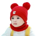 thumbnail image 3 of ZOELNIC Toddler Baby Soft Winter Warm Knitted Hat Earflap Beanie Scarf Set Caps- Red, 3 of 11