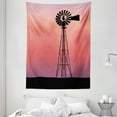 thumbnail image 1 of Windmill Tapestry, Windmill Silhouette at Dreamlike Sunset Western Ranch Agriculture Theme, Wall Hanging for Bedroom Living Room Dorm Decor, 60W X 80L Inches, Coral Lilac and Black, by Ambesonne, 1 of 2